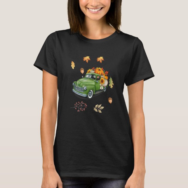 Autumn Leaves And Acorns Fall For Women Thanksgivi T-Shirt (Front)