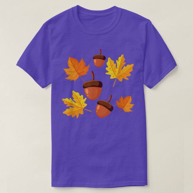 Autumn Leaves and Acorns Fall for Women Thanksgivi T-Shirt (Design Front)