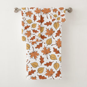 Autumn Leaves and Acorns Pattern Bath Towel Set