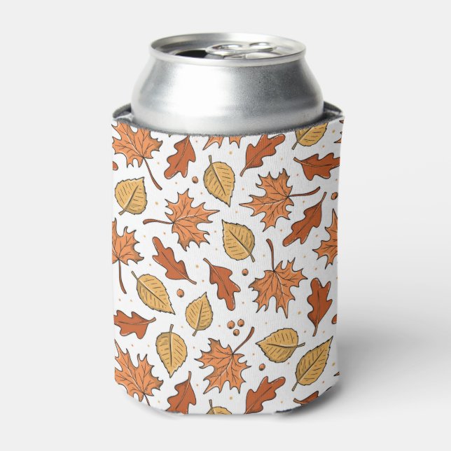 Autumn Leaves and Acorns Pattern Can Cooler (Can Front)