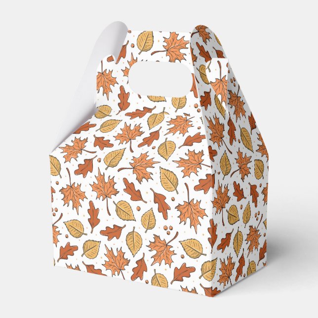 Autumn Leaves and Acorns Pattern Favour Box (Front Side)