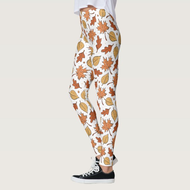 Autumn Leaves and Acorns Pattern Leggings (Left)