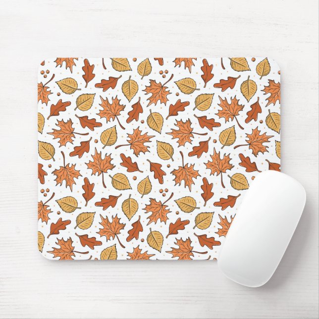 Autumn Leaves and Acorns Pattern Mouse Pad (With Mouse)