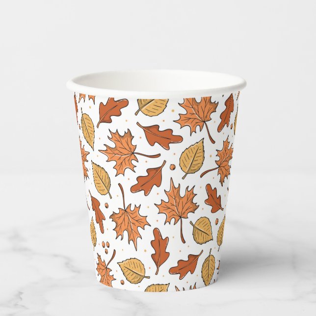 Autumn Leaves and Acorns Pattern Paper Cups (Front)