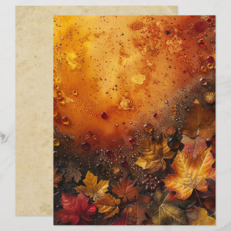 Autumn Leaves and Beads Scrapbook Paper