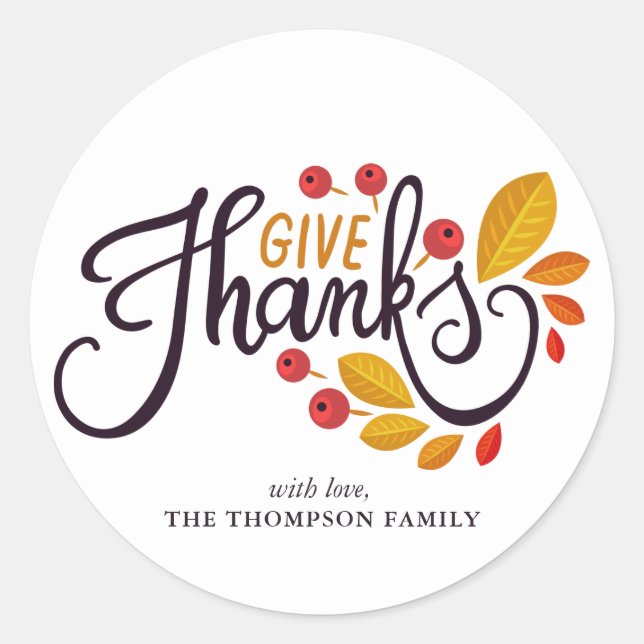 Autumn Leaves And Berries Thanksgiving Classic Round Sticker (Front)