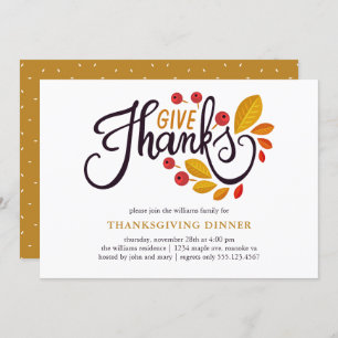 Autumn Leaves And Berries Thanksgiving Dinner Invitation