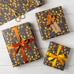 Autumn Leaves and Berries Wrapping Paper