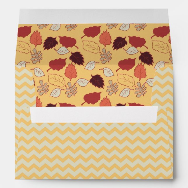 Autumn Leaves and Chevron Stripes Envelope (Back (Bottom))