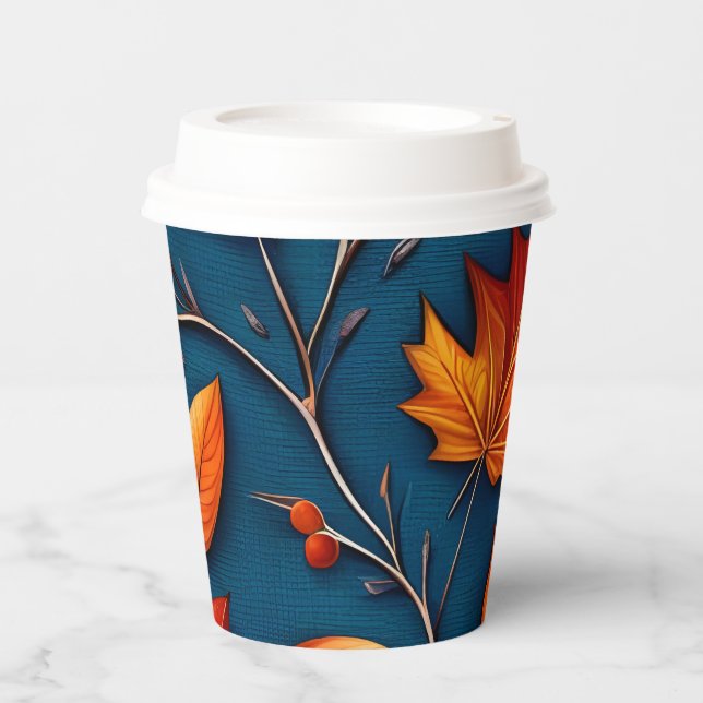 Autumn Leaves and Denim Paper Cups (Front)