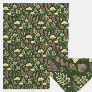 Autumn Leaves and Ferns Botanical Fleece Blanket