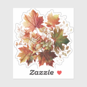 Autumn Leaves and Flowers in Fall Bouquet Art