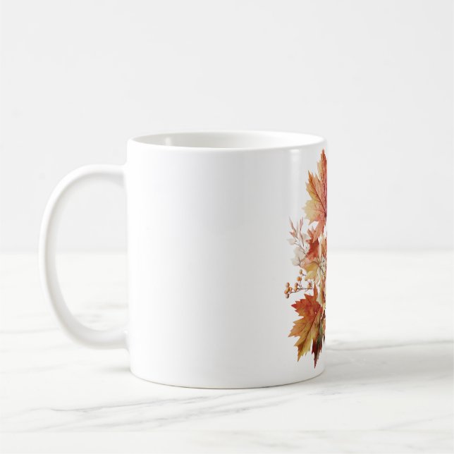 Autumn Leaves and Flowers in Fall Bouquet Art Coffee Mug (Left)