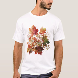 Autumn Leaves and Flowers in Fall Bouquet Art T-Shirt