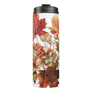 Autumn Leaves and Flowers in Fall Bouquet Art Thermal Tumbler