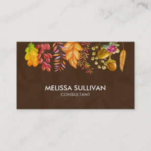 Autumn Leaves and Foliage Border Business Card