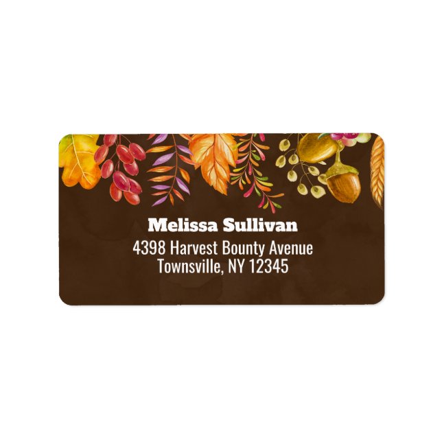 Autumn Leaves and Foliage Border Label (Front)