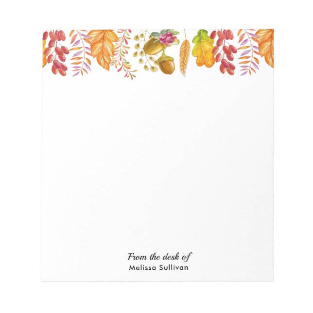 Autumn Leaves and Foliage Border Notepad (Front)