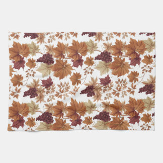 Autumn Leaves and Grapes Vineyard Tea Towel