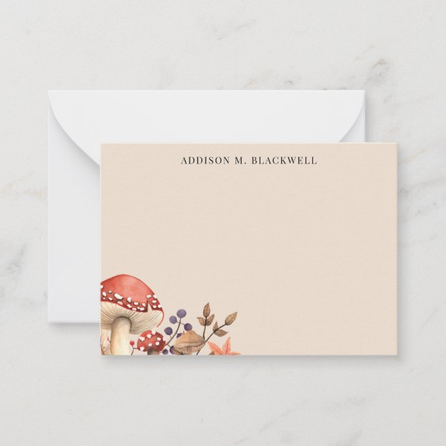 Autumn Leaves and Mushrooms Personalised Card (Front)