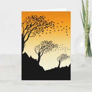 Autumn Leaves and Poem about the Wind Card