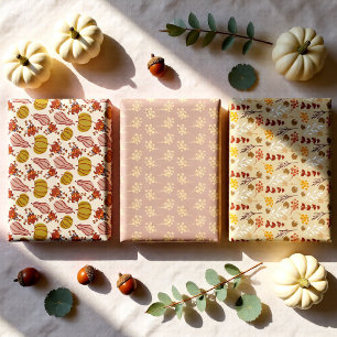 Autumn Leaves and Pumpkin harvest Wrapping Paper Sheet