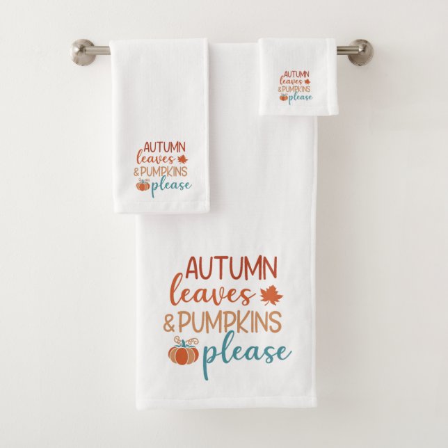 Autumn Leaves and Pumpkins Please Bath Towel Set (Insitu)