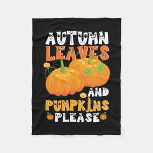 Autumn Leaves And Pumpkins Please Birthday Fleece Blanket