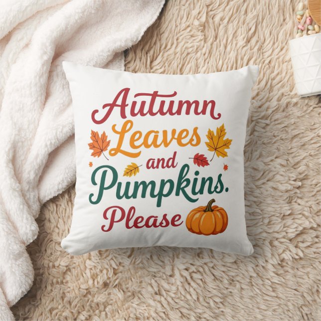 Autumn Leaves And Pumpkins Please Cushion (Blanket)