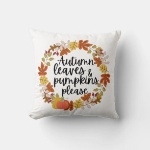 Autumn leaves and pumpkins please cushion