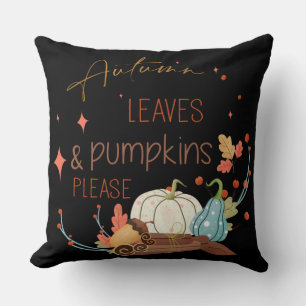 Autumn Leaves and Pumpkins Please Cushion