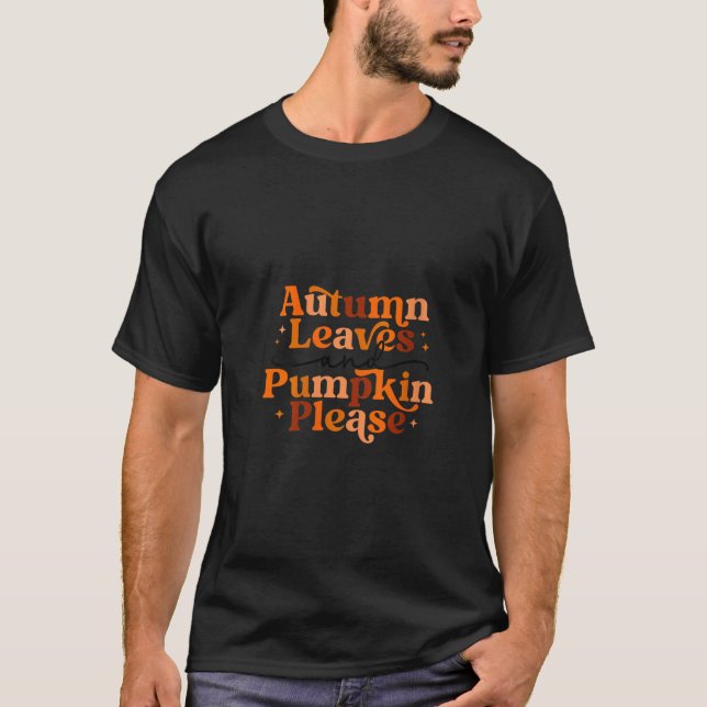 Autumn Leaves And Pumpkins Please Fall V Neck T Sh T-Shirt (Front)