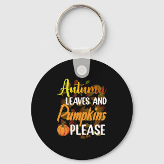 Autumn leaves and pumpkins please funny halloween key ring