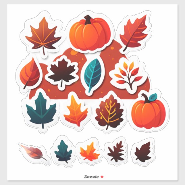 Autumn Leaves and Pumpkins Sticker Set (Sheet)