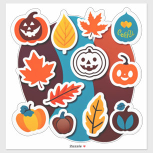 Autumn Leaves and Pumpkins Sticker Set