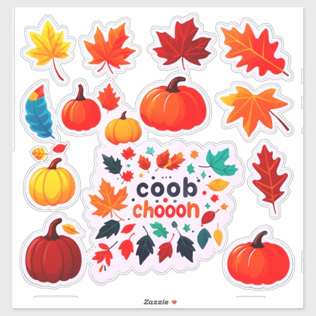 Autumn Leaves and Pumpkins Sticker Set (Sheet)