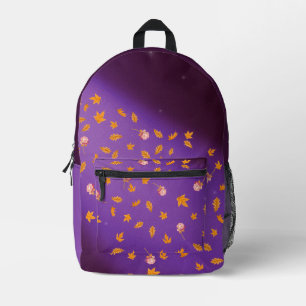 Autumn Leaves and Roses purple flare Printed Backpack
