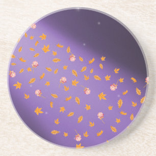 Autumn Leaves and Roses Sandstone  Coaster