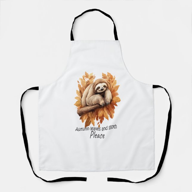 Autumn Leaves and Sloth Please Apron (Front)