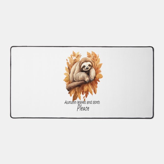 Autumn Leaves and Sloth Please Desk Mat (Front)