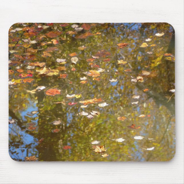 Autumn Leaves and Stream Reflection at Greenbelt Mouse Pad (Front)