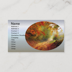 Autumn Leaves and Trees Covering Dirt Road Business Card