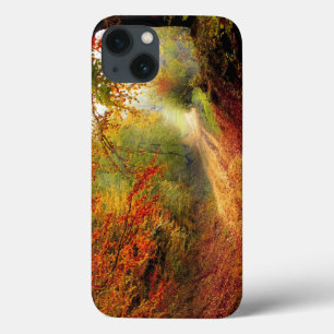 Autumn Leaves and Trees Covering Dirt Road iPhone 13 Case