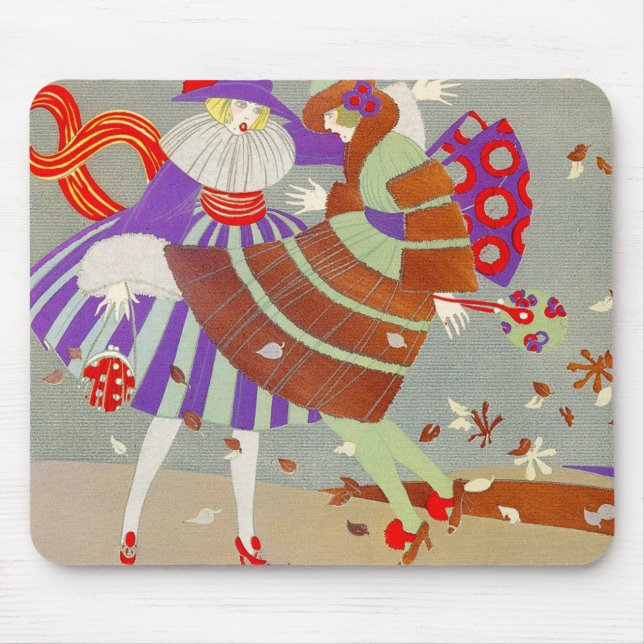 AUTUMN LEAVES AND WIND / FASHION COSTUME DESIGNER MOUSE PAD (Front)