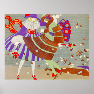 AUTUMN LEAVES AND WIND / FASHION COSTUME DESIGNER POSTER