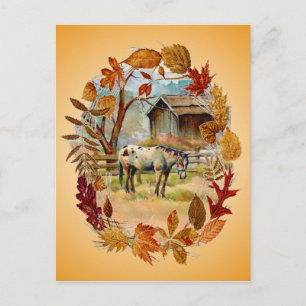 AUTUMN LEAVES & APPALOOSA by SHARON SHARPE Postcard