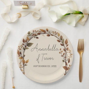 Autumn Leaves Archway Fall Foliage Art Custom Name Paper Plate