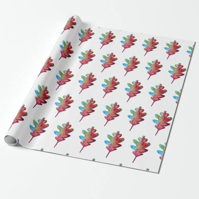 Autumn Leaves Art Wrapping Paper (Unrolled)