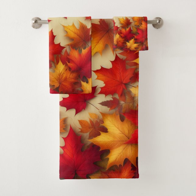 Autumn leaves bath towel set (Insitu)
