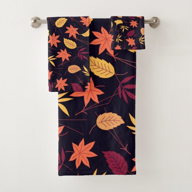 Autumn Leaves Bath Towel Set Fall (Insitu)